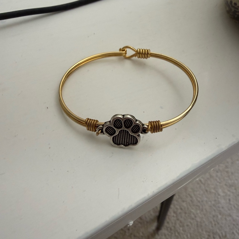 Gold & silver Tone Paw Bangle Bracelet